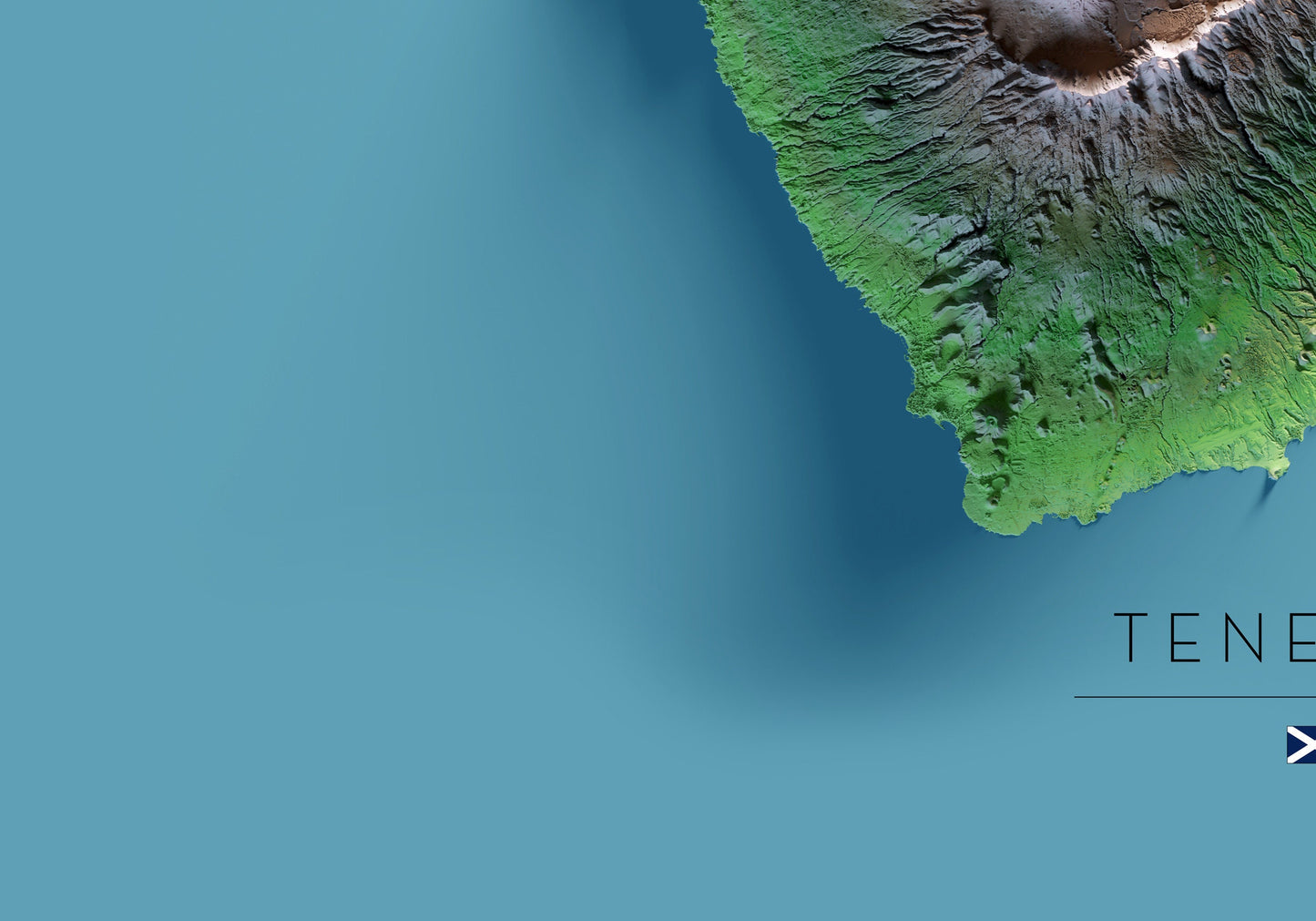 TENERIFE. Mapa de relleu. Versió amb el mar blau.