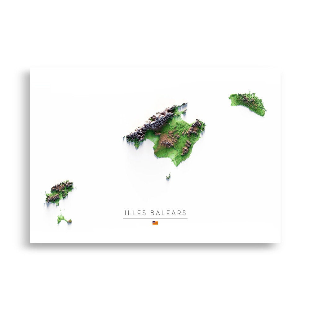 ILLES BALEARS. Mapa de relleu.