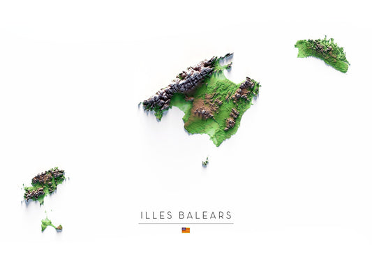 ILLES BALEARS. Mapa de relleu.