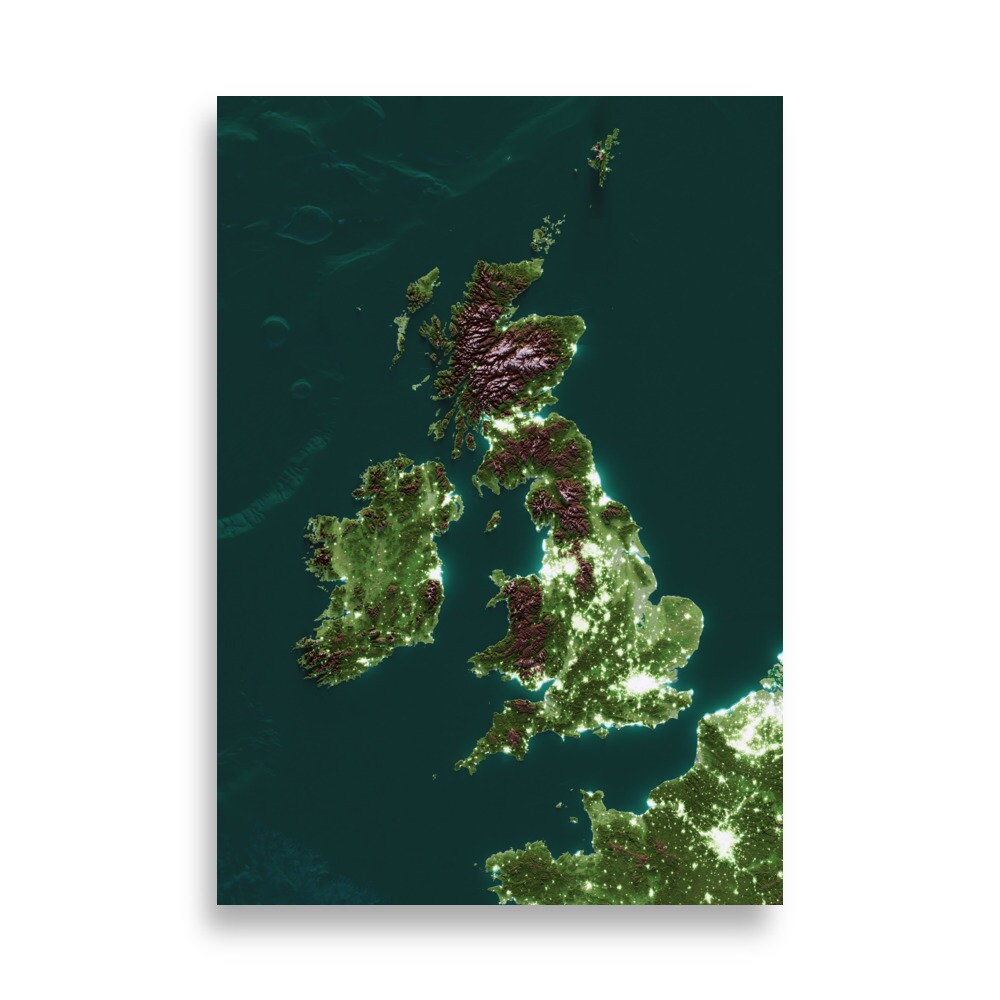 ILLES BRITÀNIQUES. Mapa nocturn.