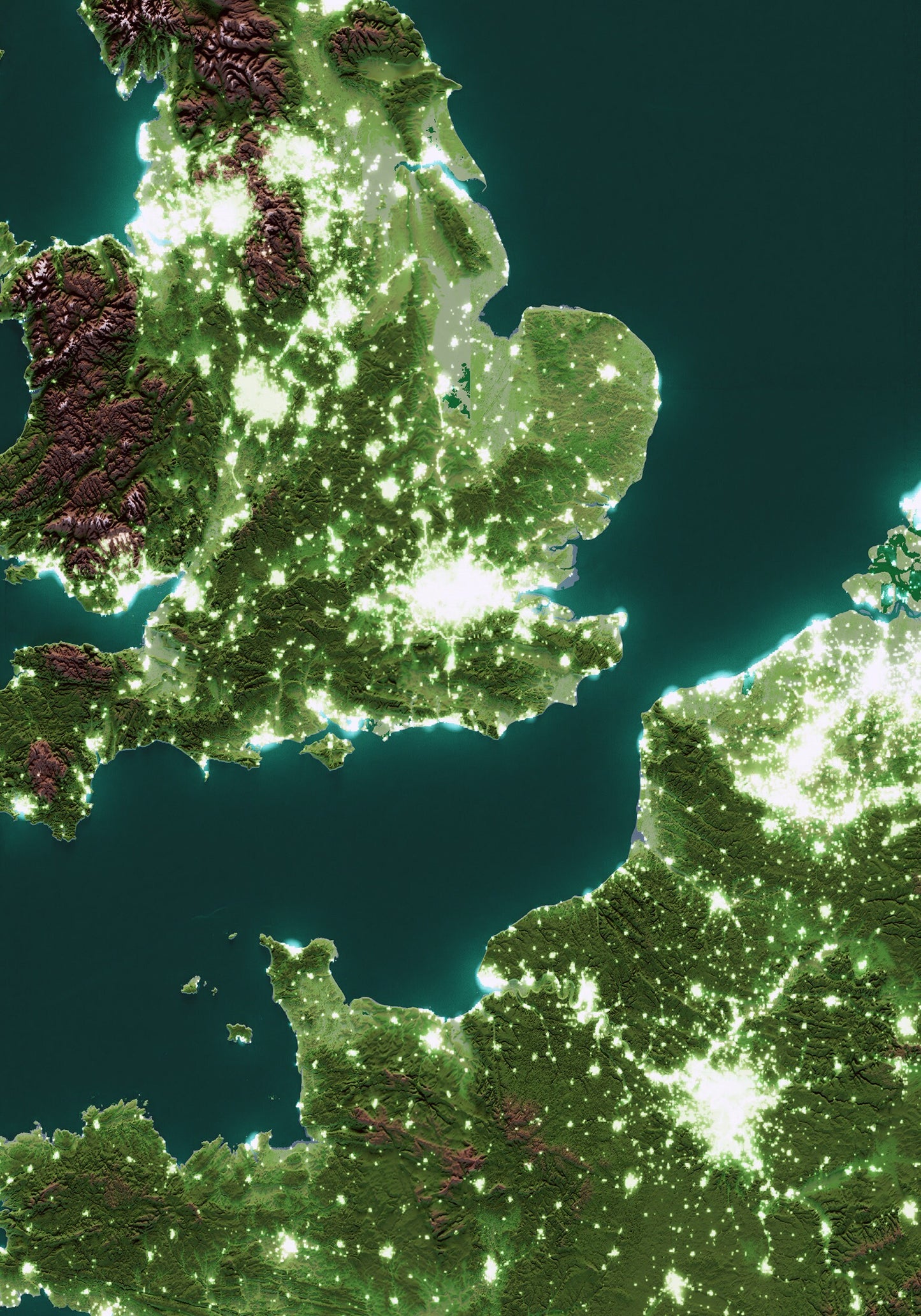 ILLES BRITÀNIQUES. Mapa nocturn.