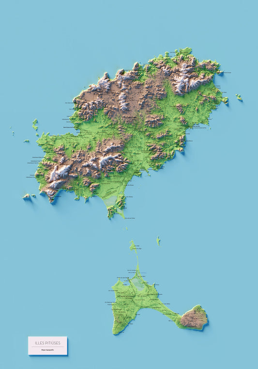 ILLES PITIÜSES (EÏVISSA I FORMENTERA). Mapa topográfico.