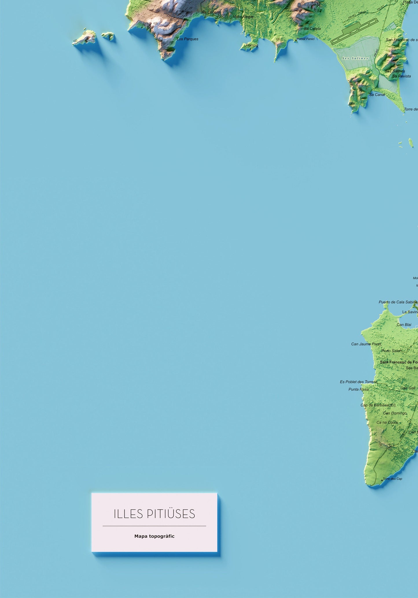 ILLES PITIÜSES (EÏVISSA I FORMENTERA). Mapa topográfico.