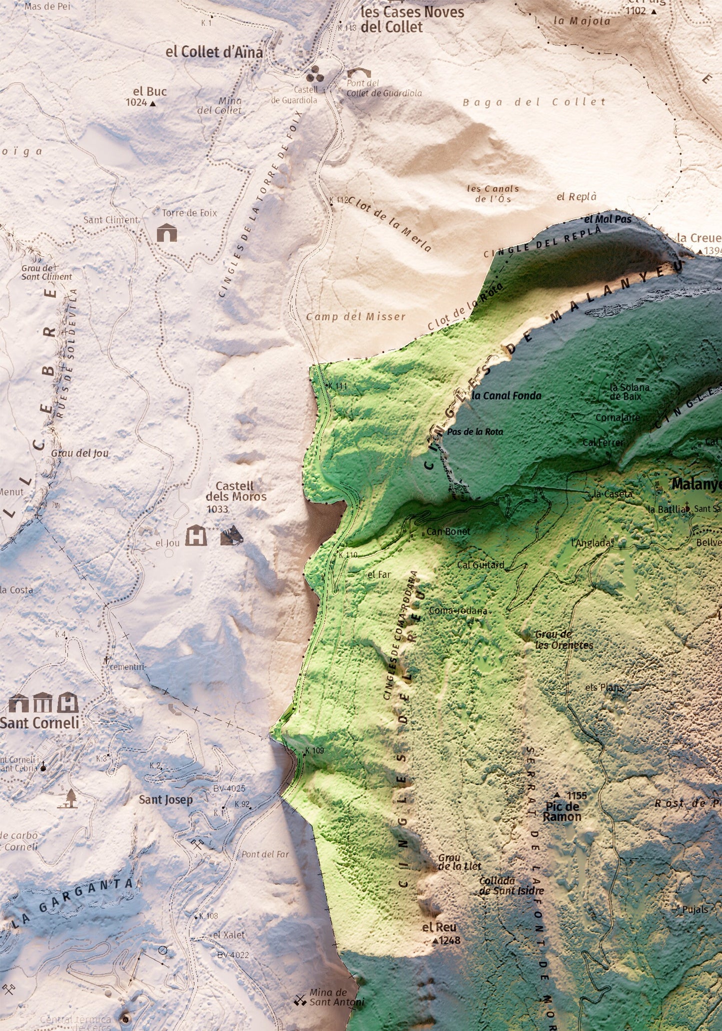 LA NOU DE BERGUEDÀ. Mapa topográfico.