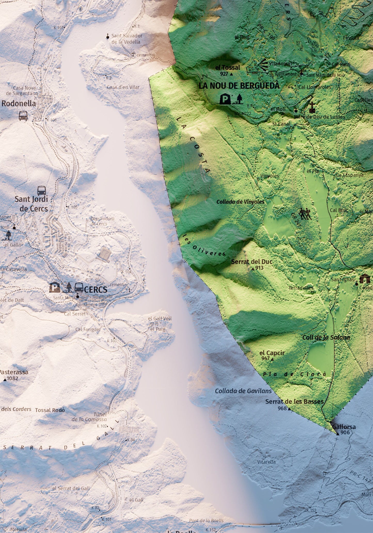 LA NOU DE BERGUEDÀ. Mapa topográfico.