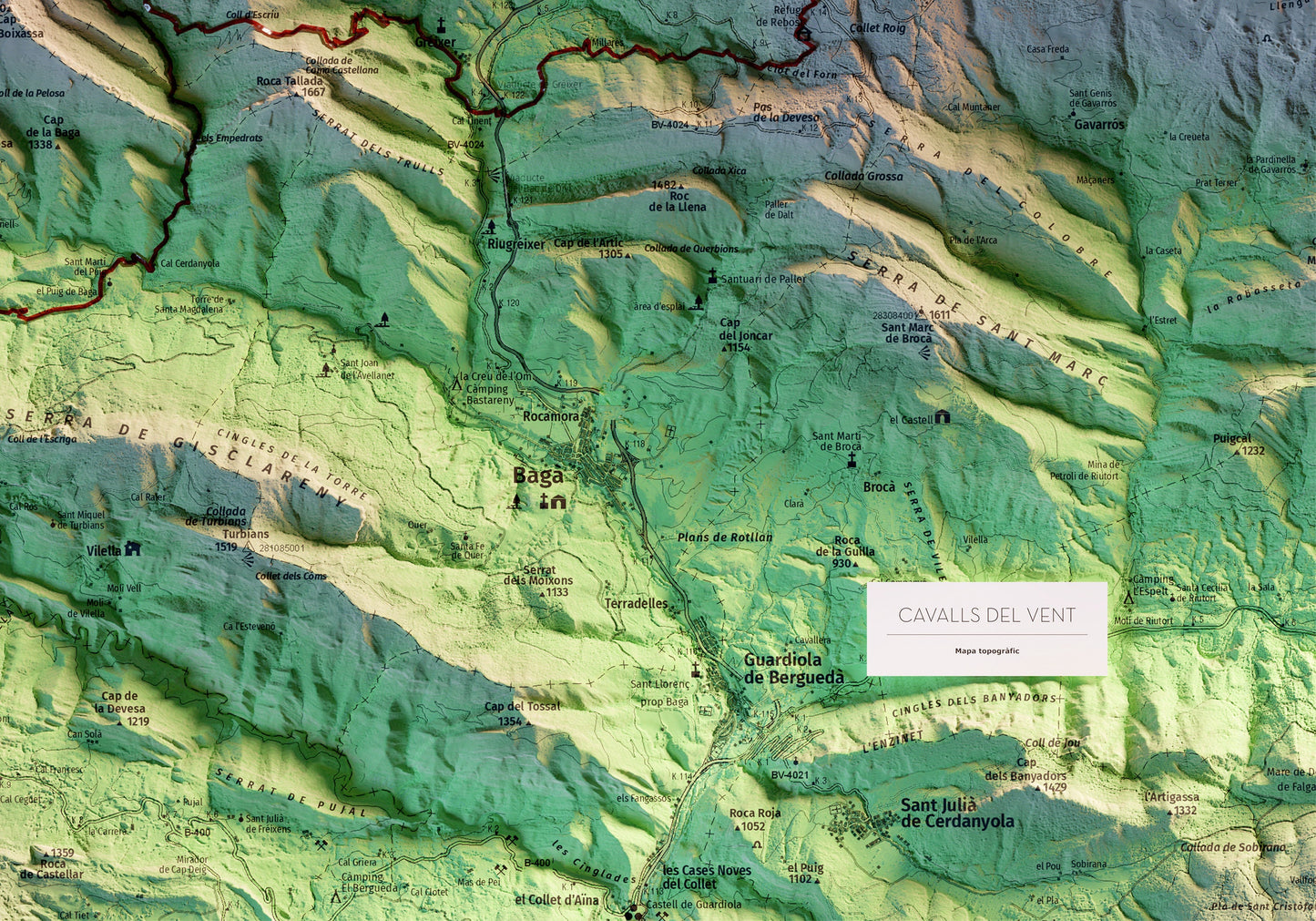 CAVALLS DEL VENT. Mapa topográfico del recorregut.