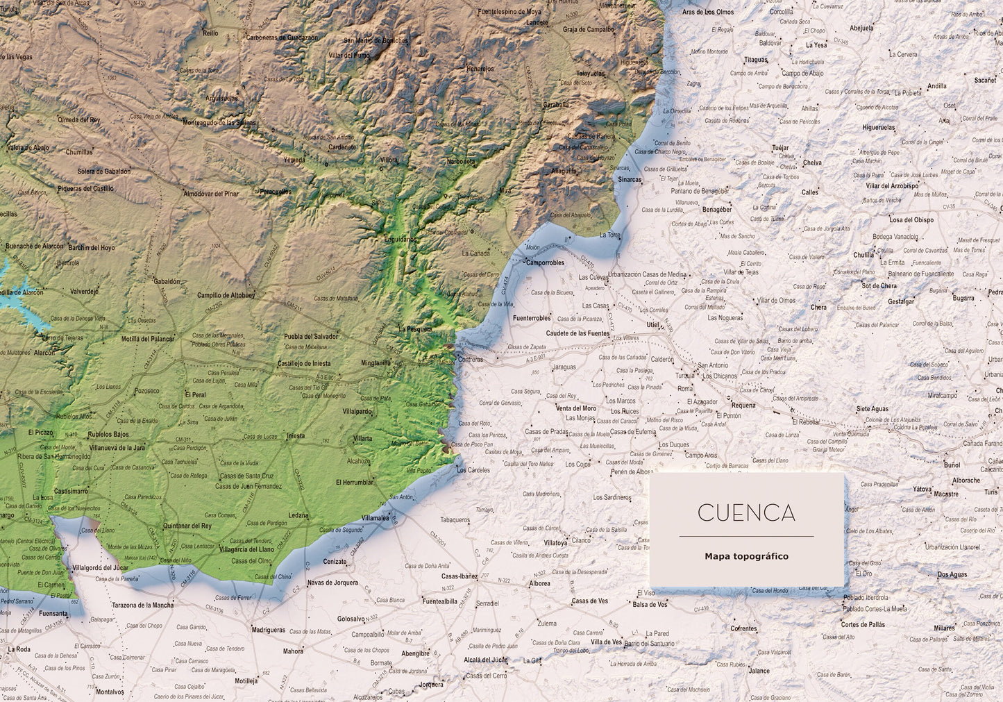 CUENCA. Mapa topográfico.
