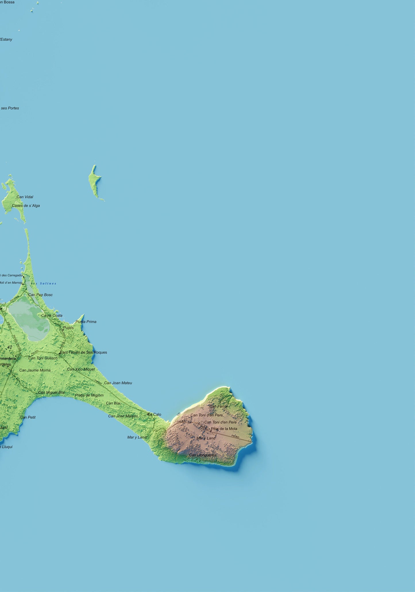 ILLES PITIÜSES (EÏVISSA I FORMENTERA). Mapa topográfico.