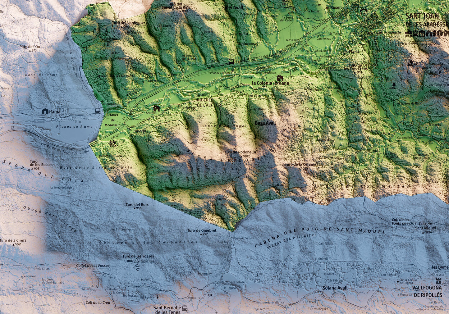 SANT JOAN DE LES ABADESSES. Mapa topográfico.