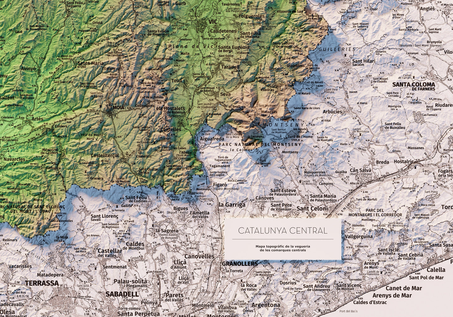 CATALUNYA CENTRAL. Mapa topográfico.