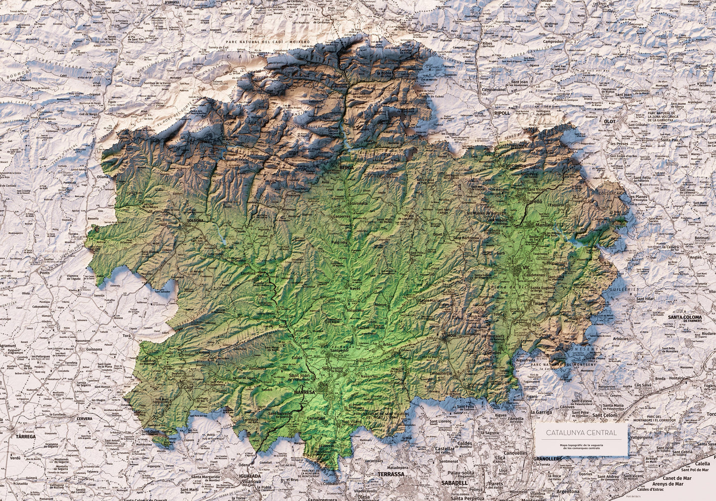 CATALUNYA CENTRAL. Mapa topográfico.
