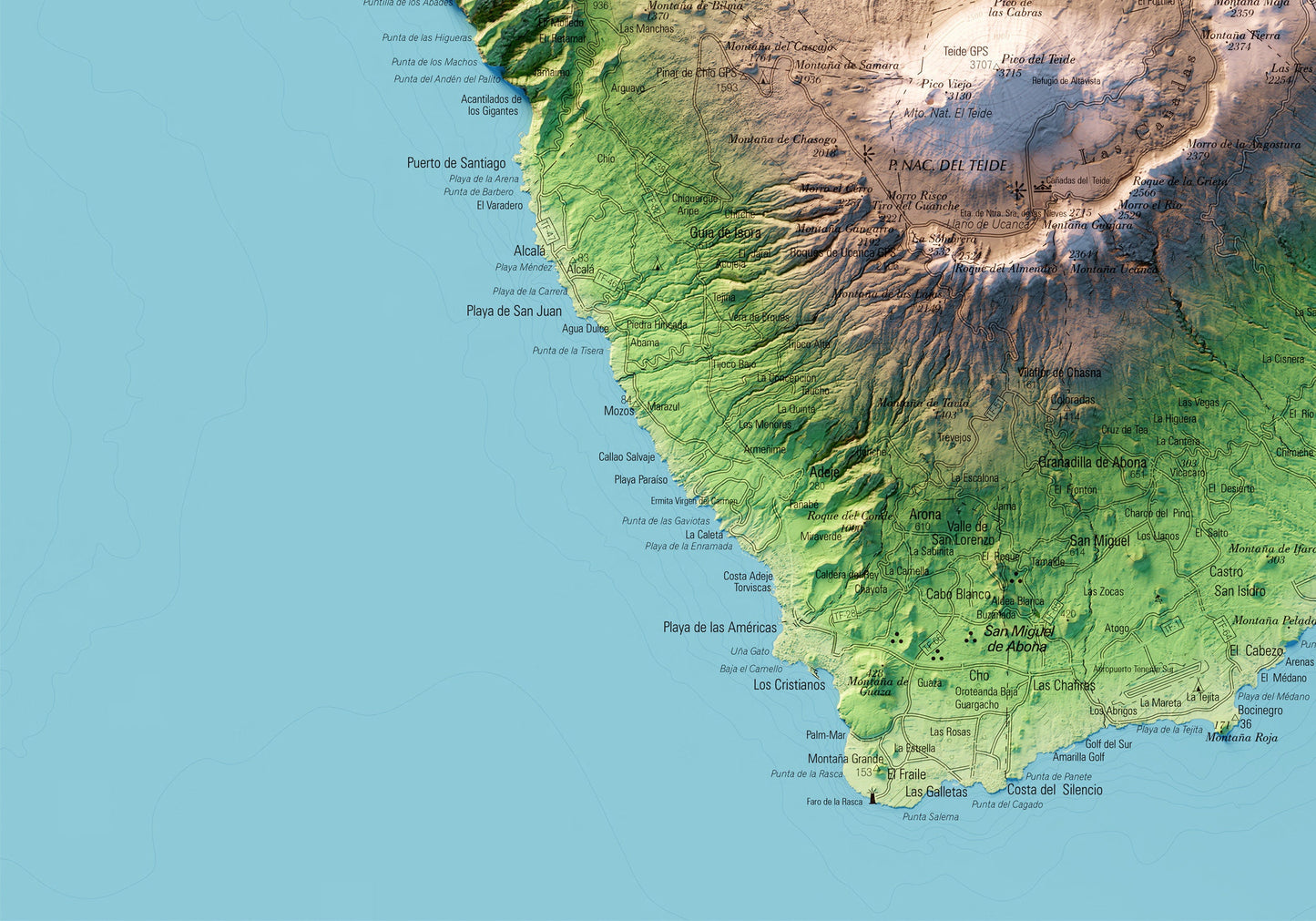 TENERIFE. Mapa topográfico.