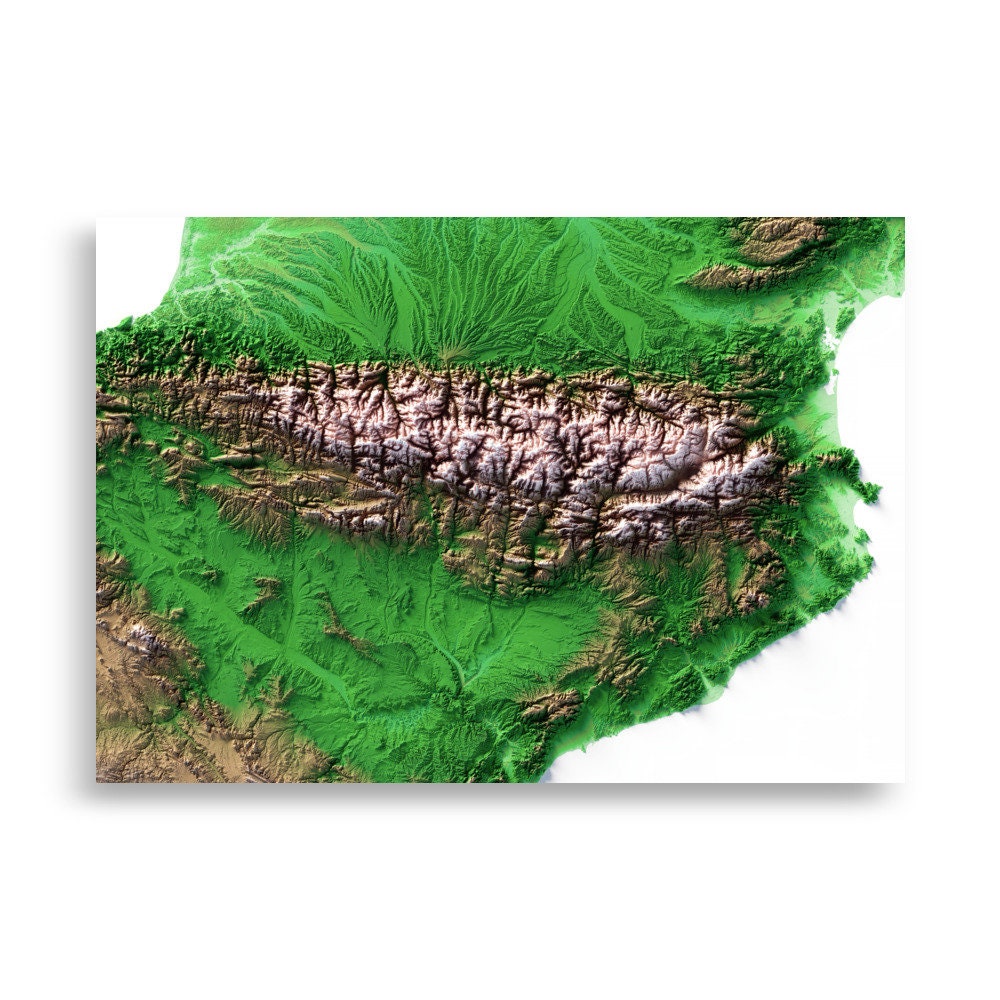 PIRINEUS. Mapa de relleu artístic colors clàssics de Trobart.
