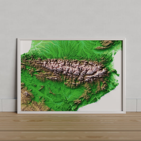 PIRINEUS. Mapa de relleu artístic colors clàssics de Trobart.