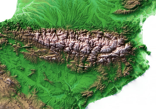 PIRINEUS. Mapa de relleu artístic colors clàssics de Trobart.