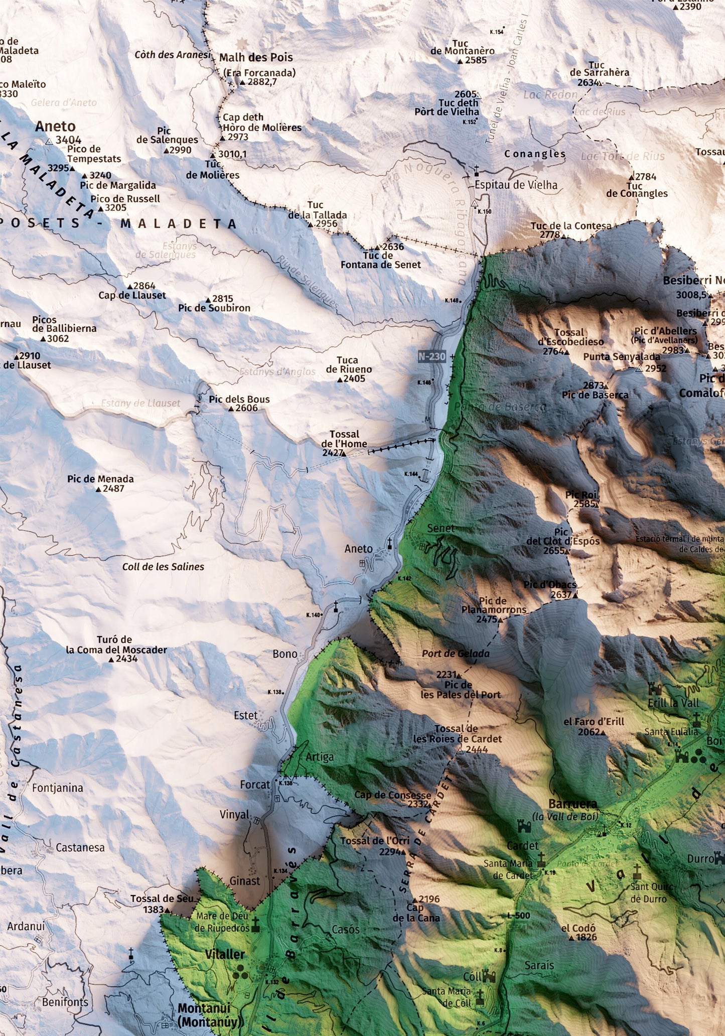 ALTA RIBAGORÇA. Mapa topográfico.