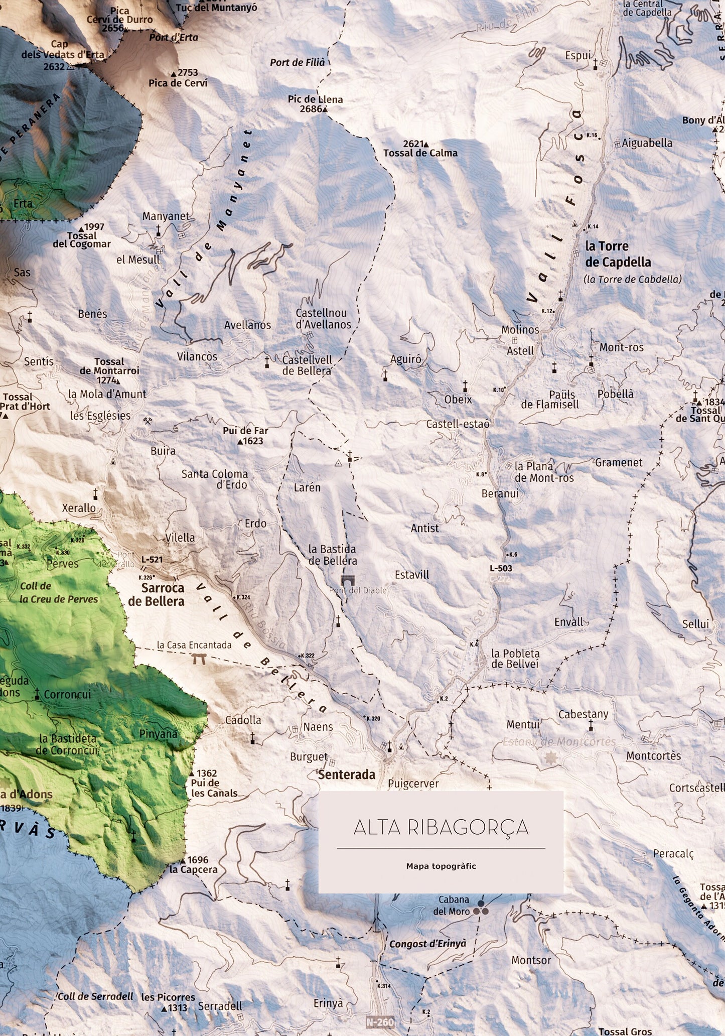 ALTA RIBAGORÇA. Mapa topográfico.