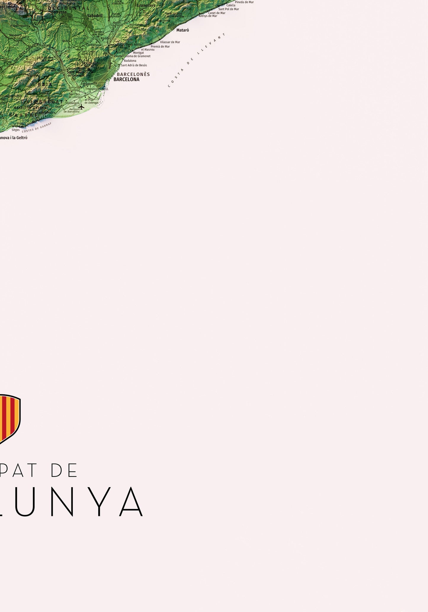 PRINCIPAT DE CATALUNYA I CATALUNYA NORD. Mapa topográfico. Versió vertical.