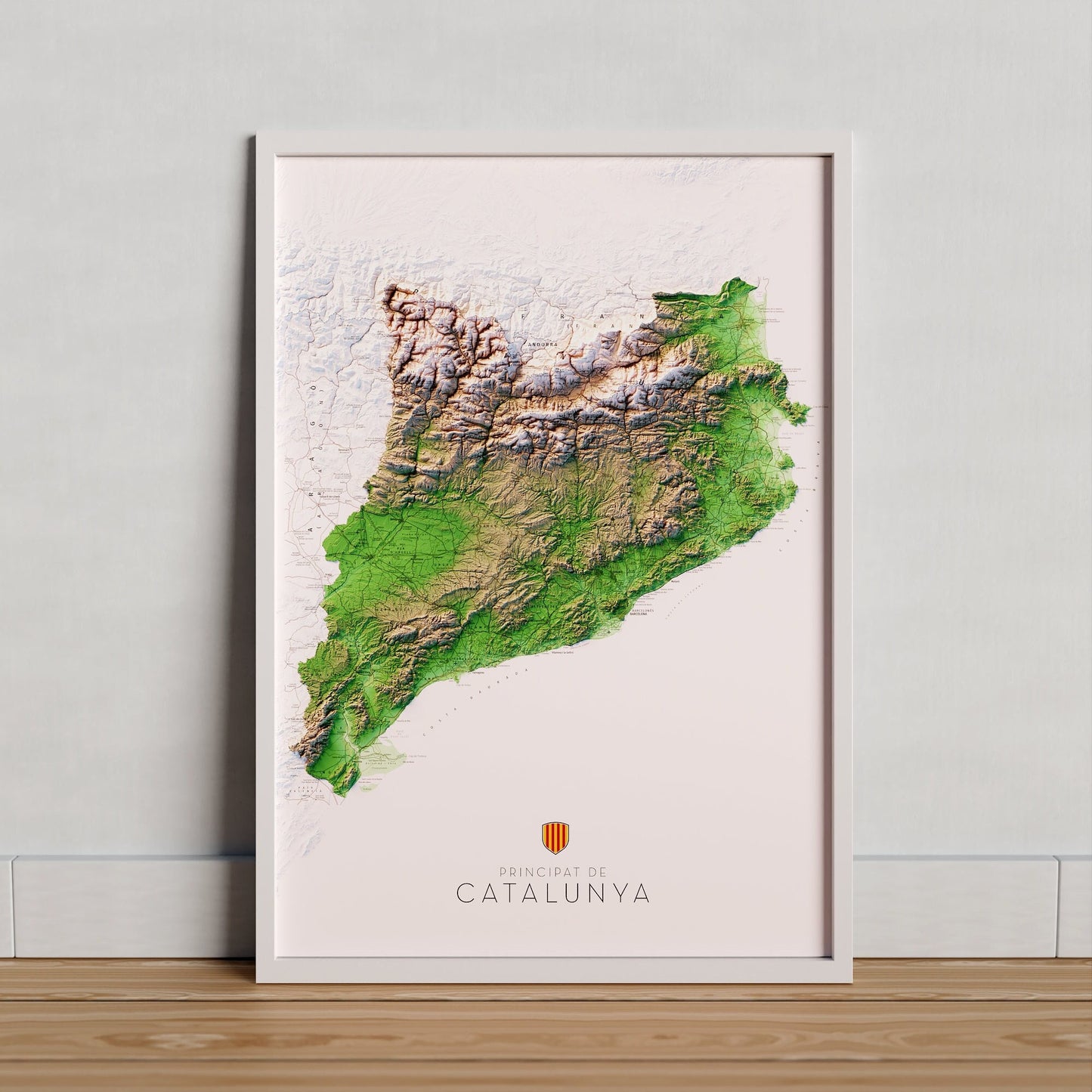 PRINCIPAT DE CATALUNYA I CATALUNYA NORD. Mapa topográfico. Versió vertical.