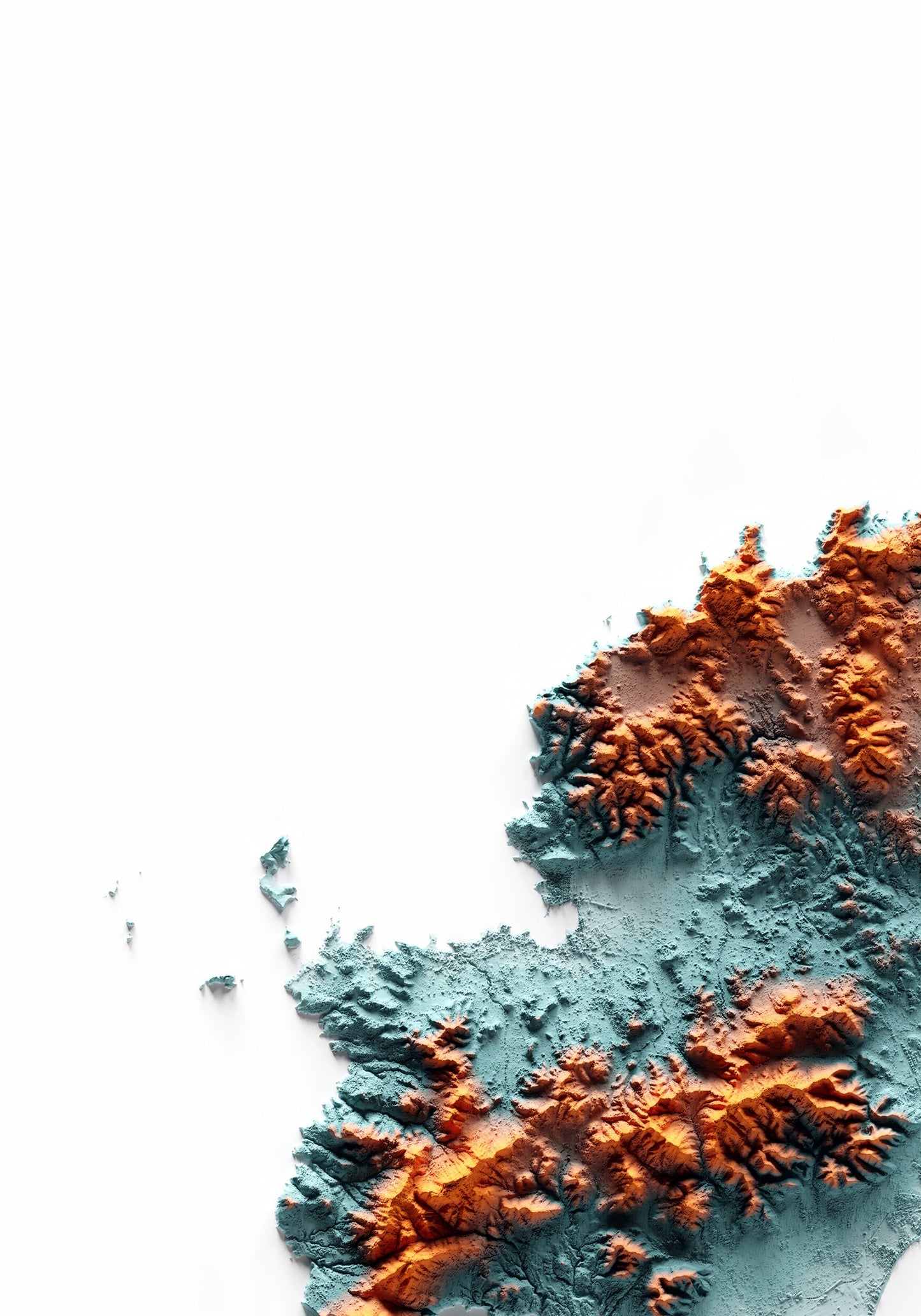 PITÏUSSES. Mapa de relleu artístic blau i taronja.