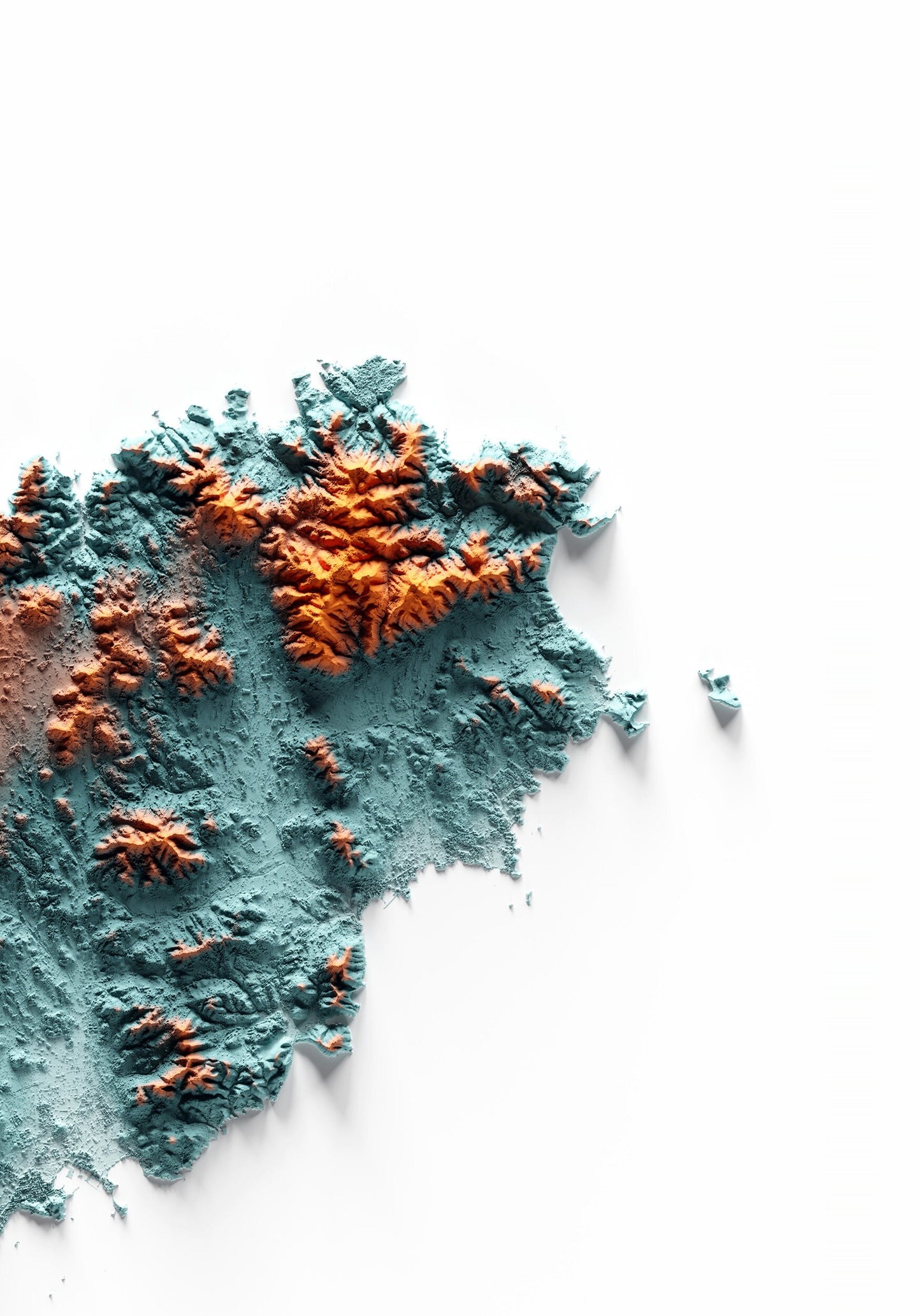 PITÏUSSES. Mapa de relleu artístic blau i taronja.