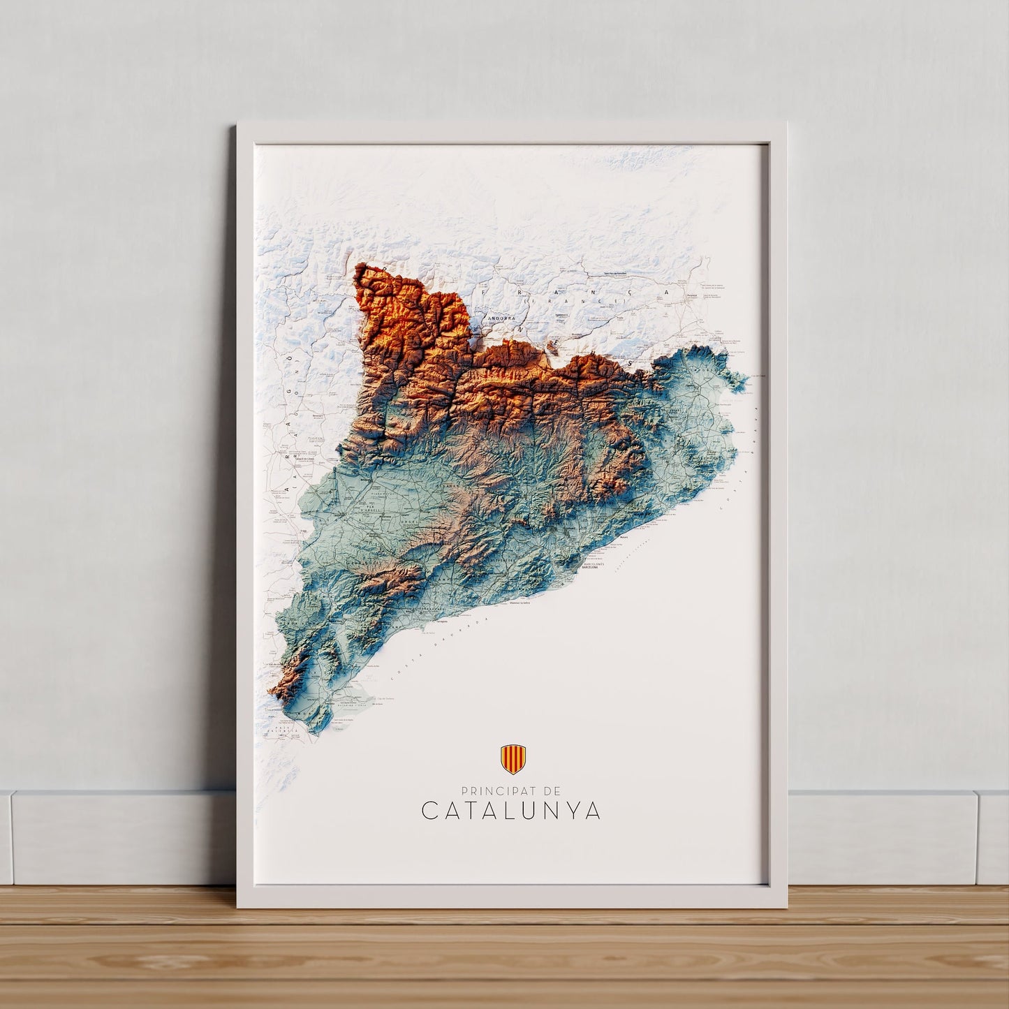 PRINCIPAT DE CATALUNYA. Mapa topográficos complementaris blau i taronja.