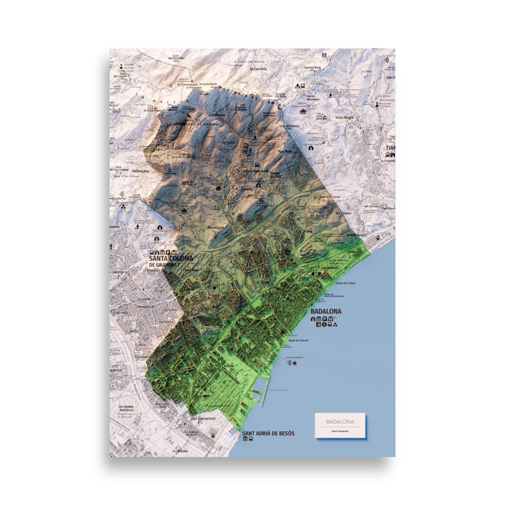 BADALONA. Mapa topográfico.