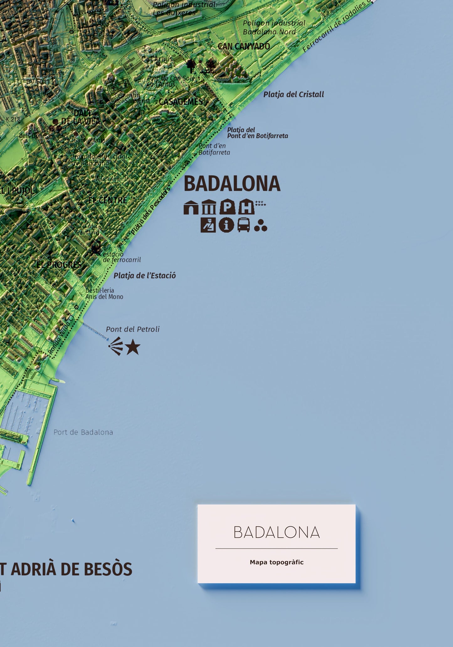 BADALONA. Mapa topográfico.
