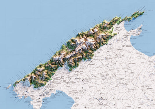 SERRA DE TRAMUNTANA. Mapa topográfico.