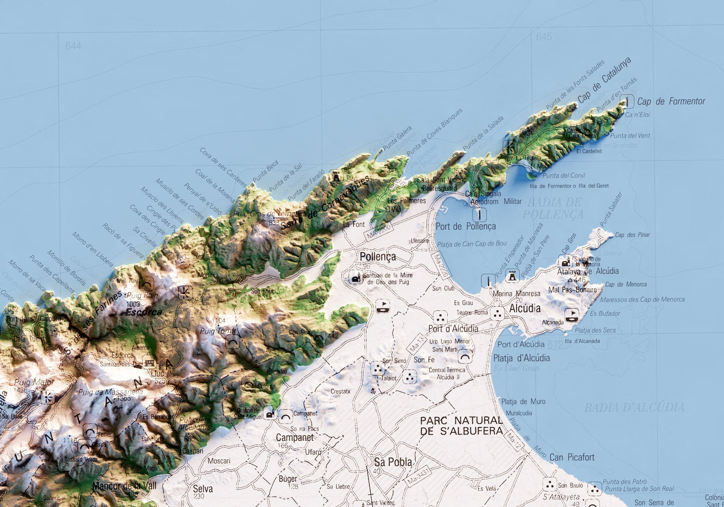 SERRA DE TRAMUNTANA. Mapa topográfico.