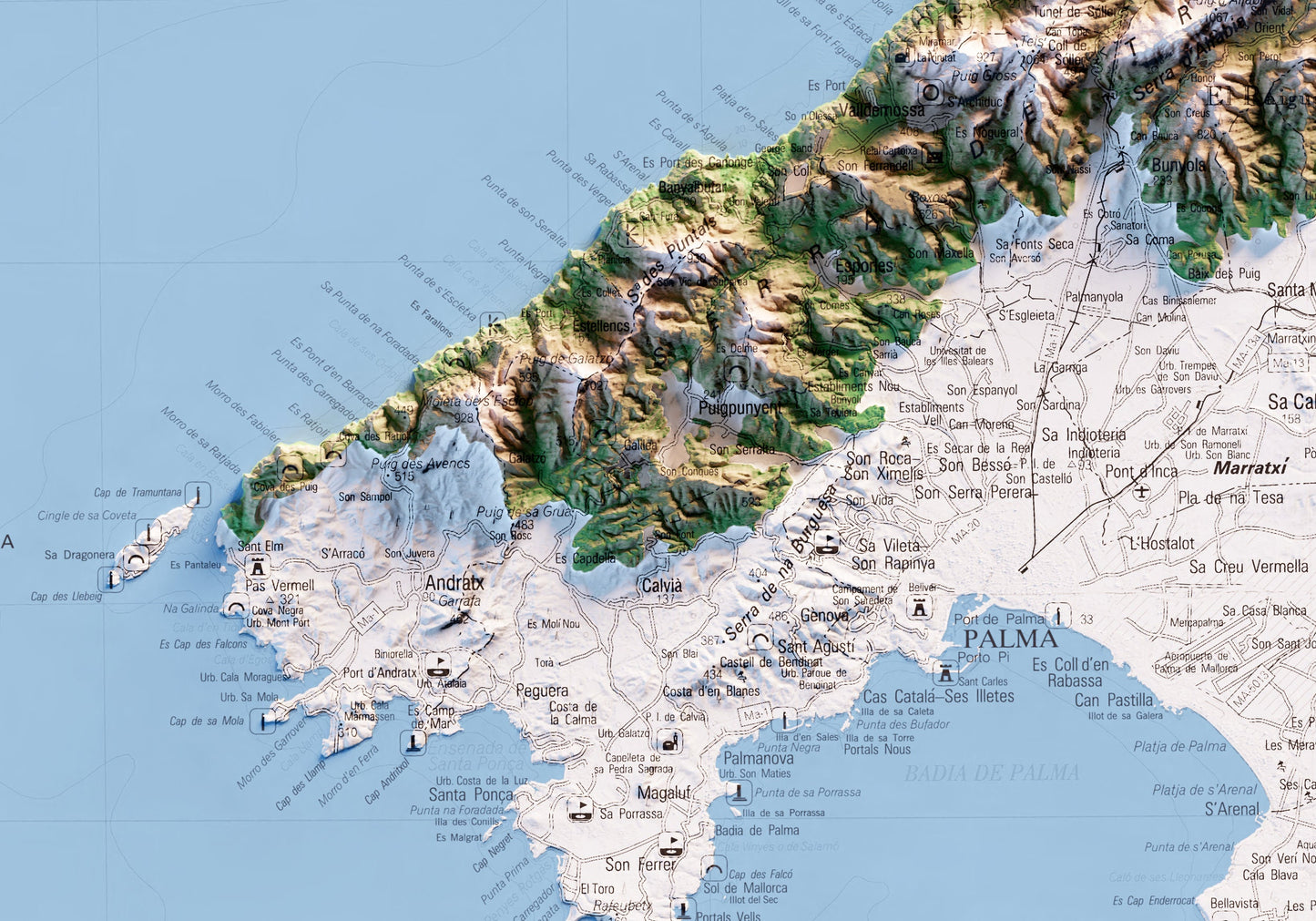 SERRA DE TRAMUNTANA. Mapa topográfico.