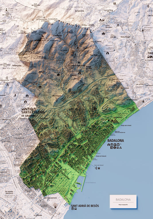 BADALONA. Mapa topográfico.