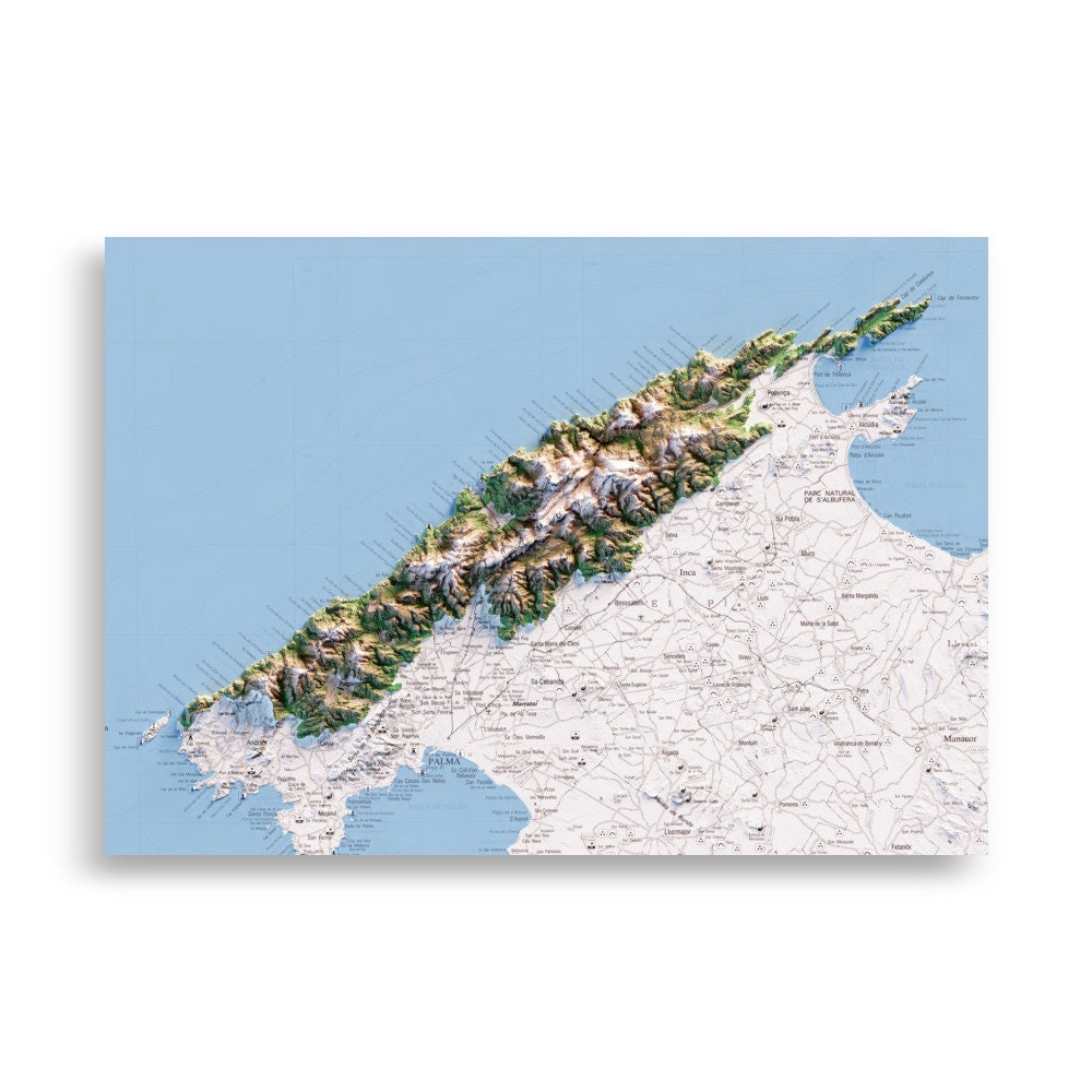 SERRA DE TRAMUNTANA. Mapa topográfico.