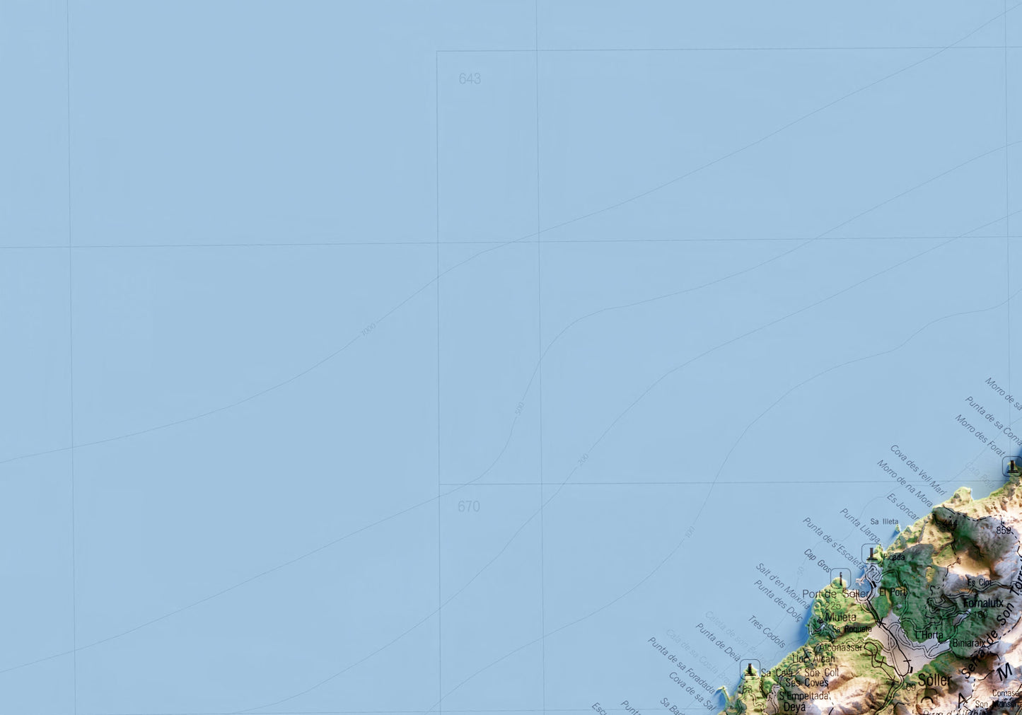 SERRA DE TRAMUNTANA. Mapa topográfico.