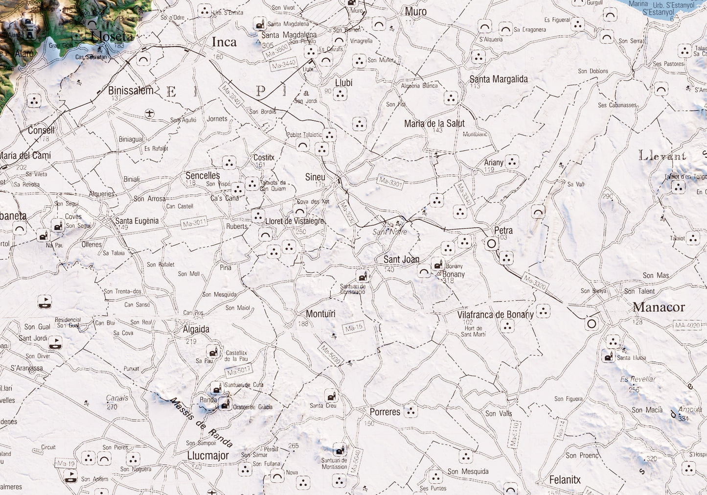 SERRA DE TRAMUNTANA. Mapa topográfico.