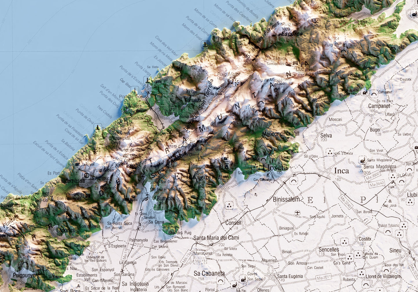 SERRA DE TRAMUNTANA. Mapa topográfico.