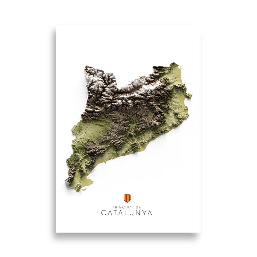 CATALUNYA. Mapa de relleu artístics terrosos.
