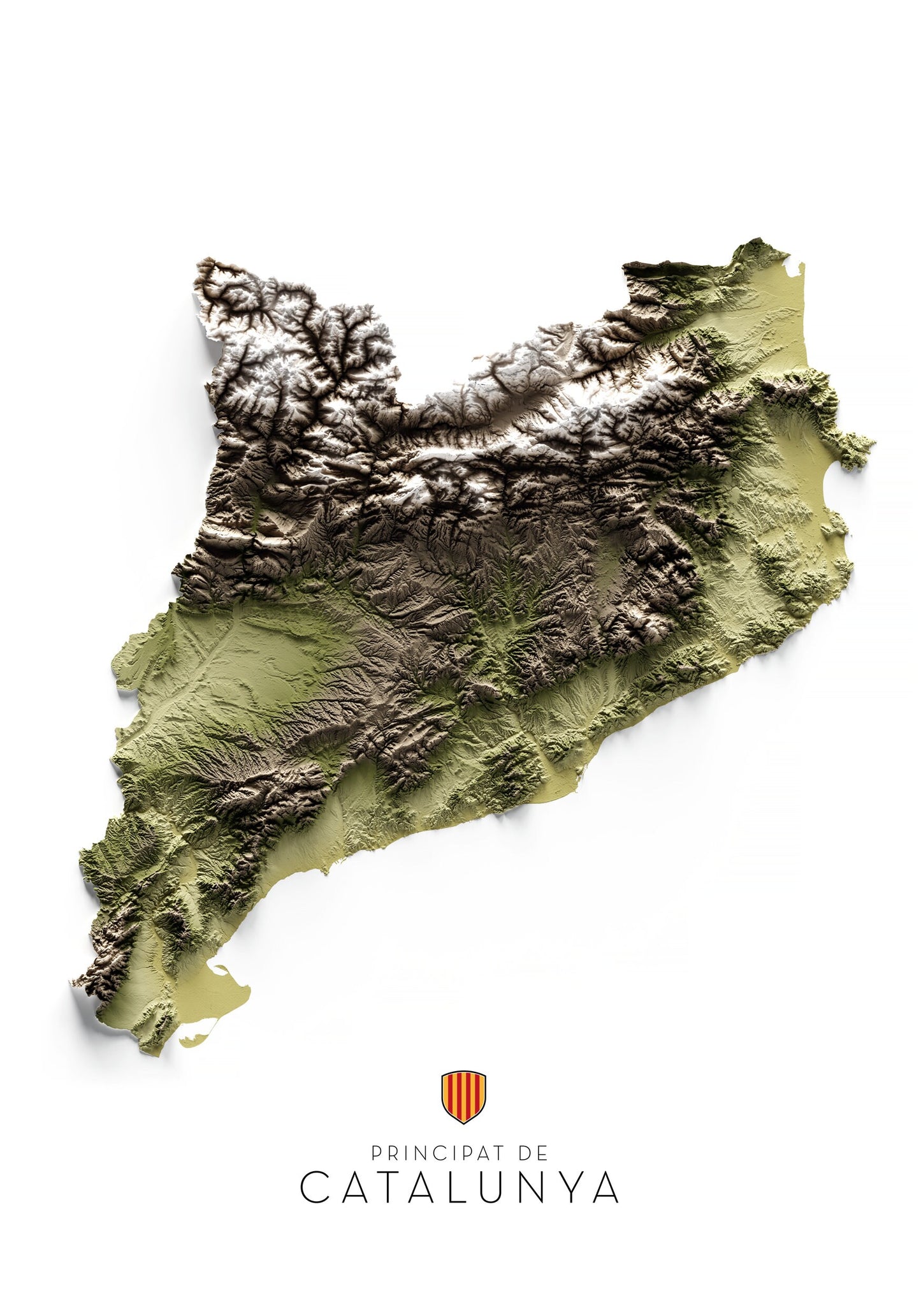 CATALUNYA. Mapa de relleu artístics terrosos.