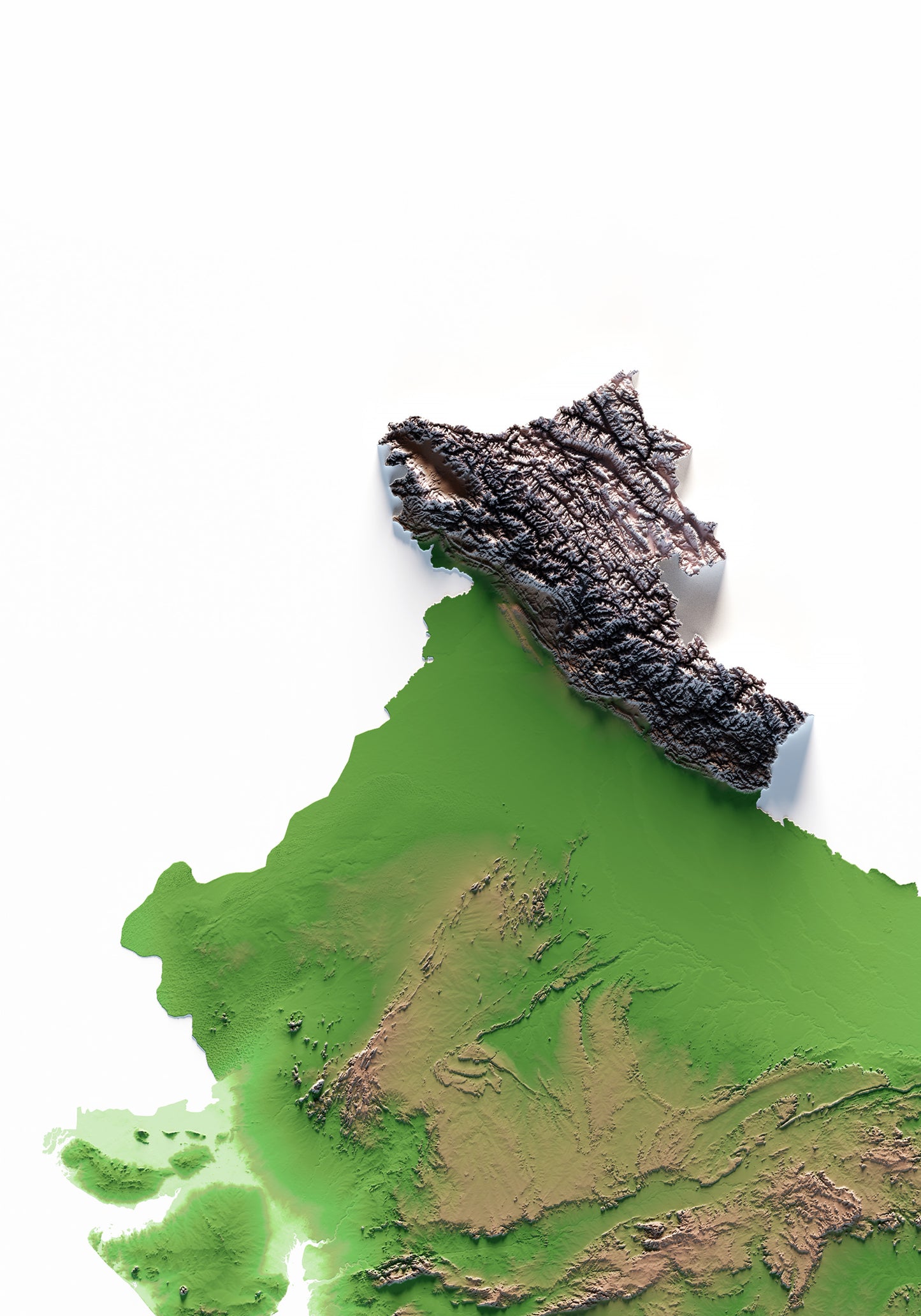 INDIA. Mapa de relieve clásico.