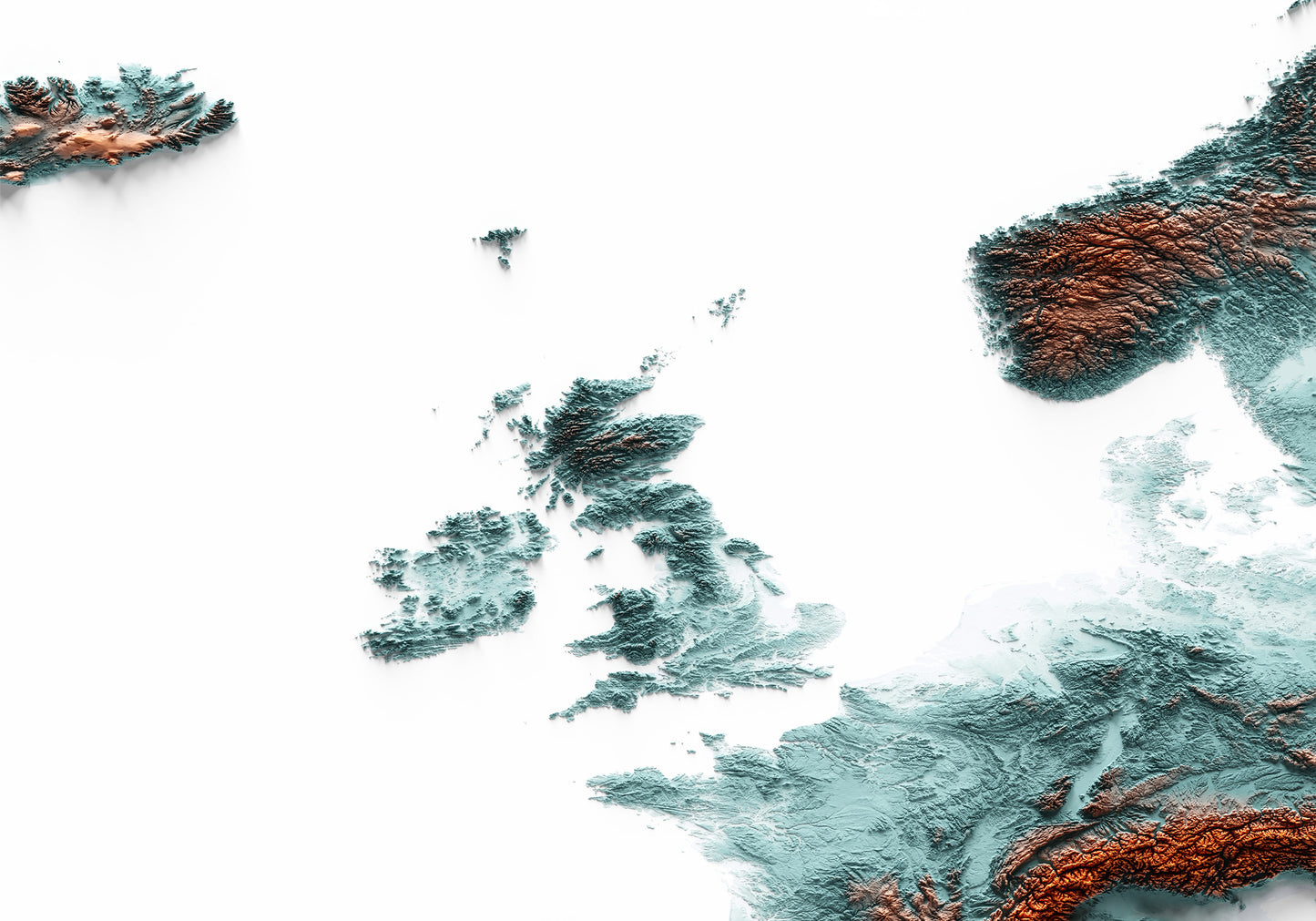 EUROPE. Mapa de relieve con contraste.