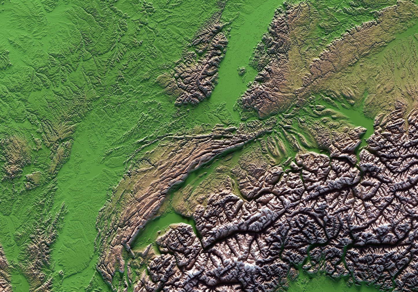 ALPES. Mapa de relieve clásico.