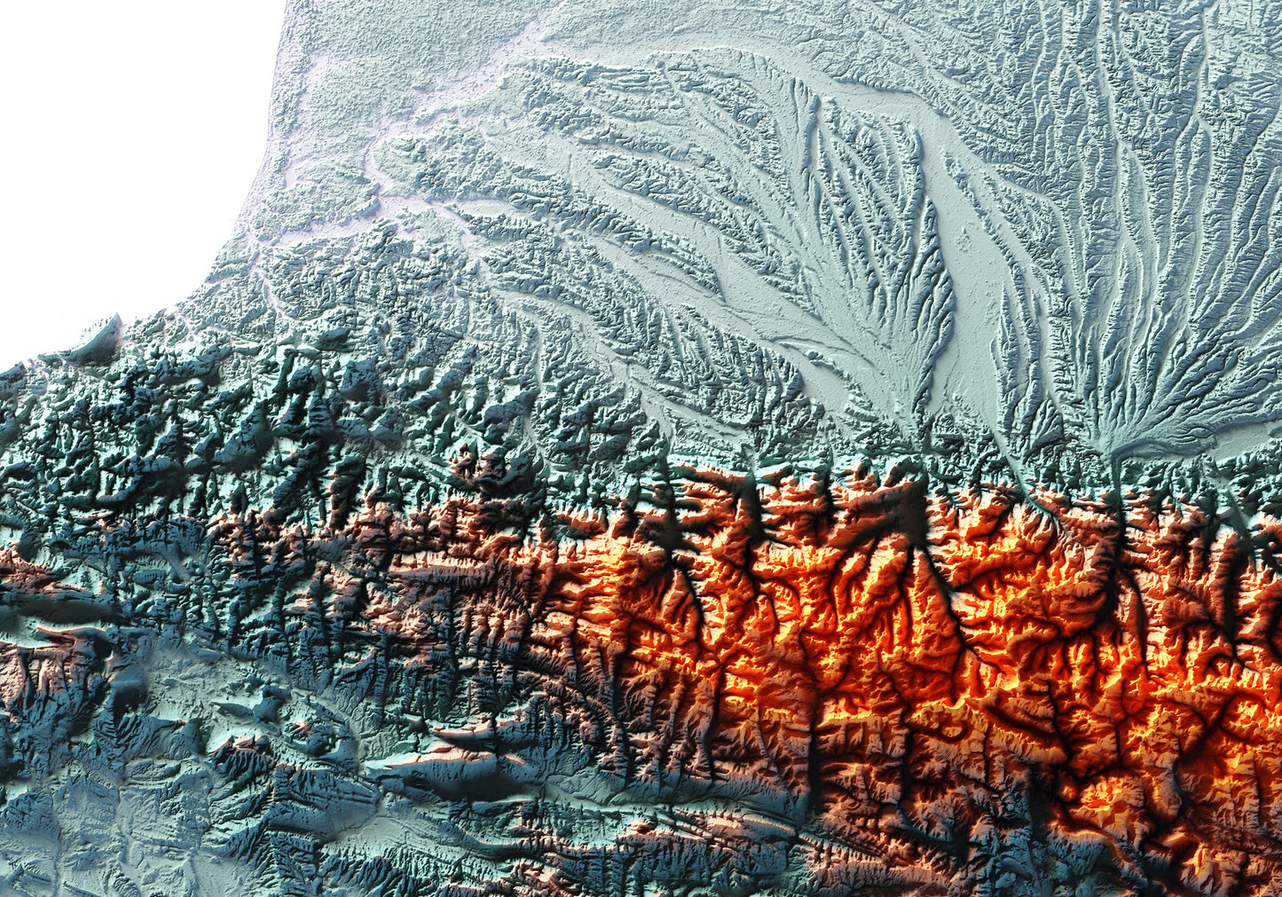 PIRINEOS. Mapa de relieve con contraste.