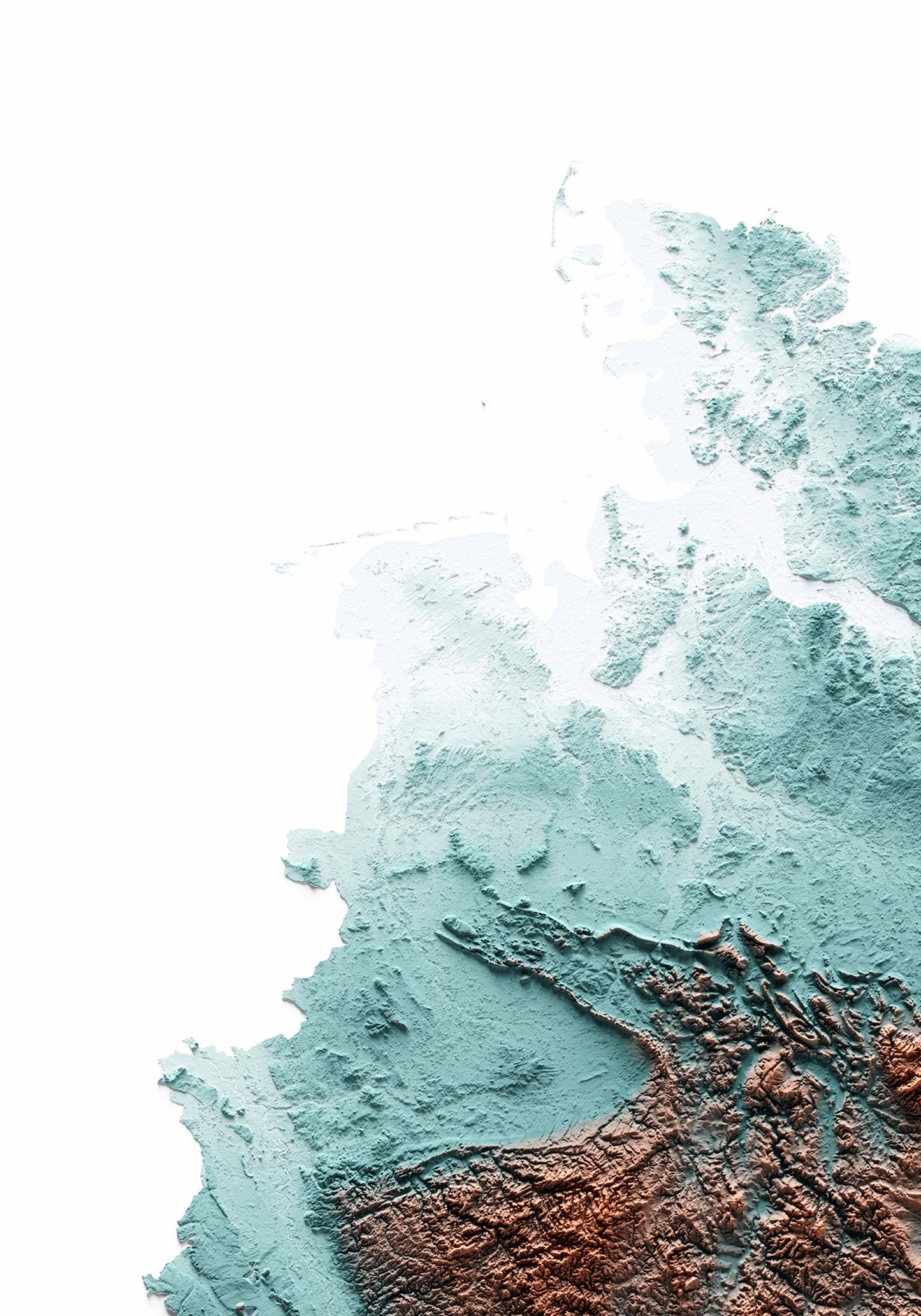 ALEMANIA. Mapa de relieve con contraste.