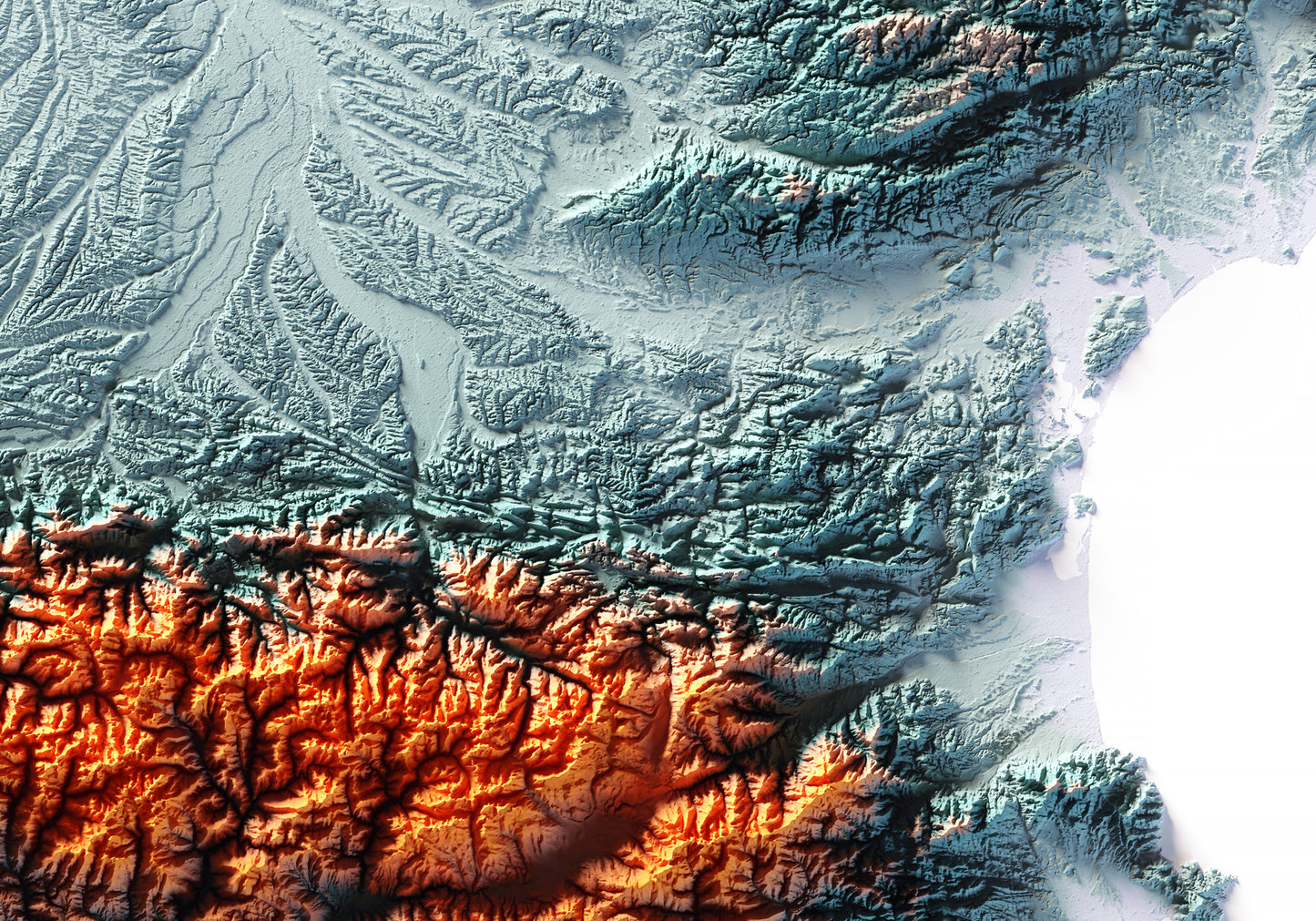 PIRINEOS. Mapa de relieve con contraste.