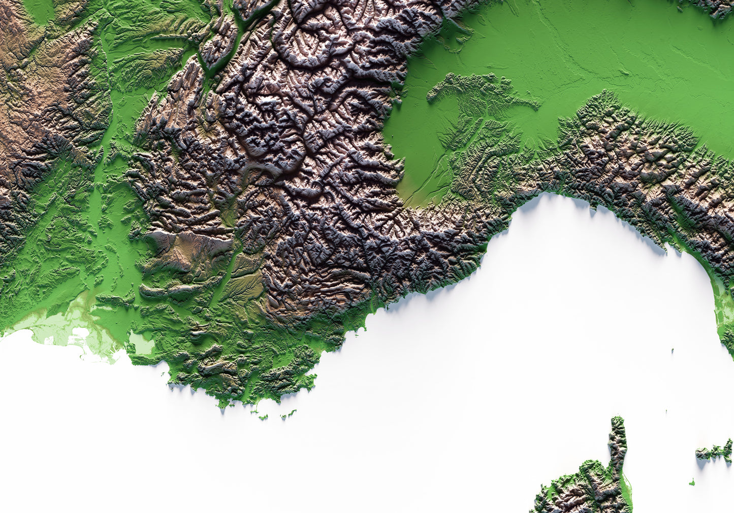ALPES. Mapa de relieve clásico.