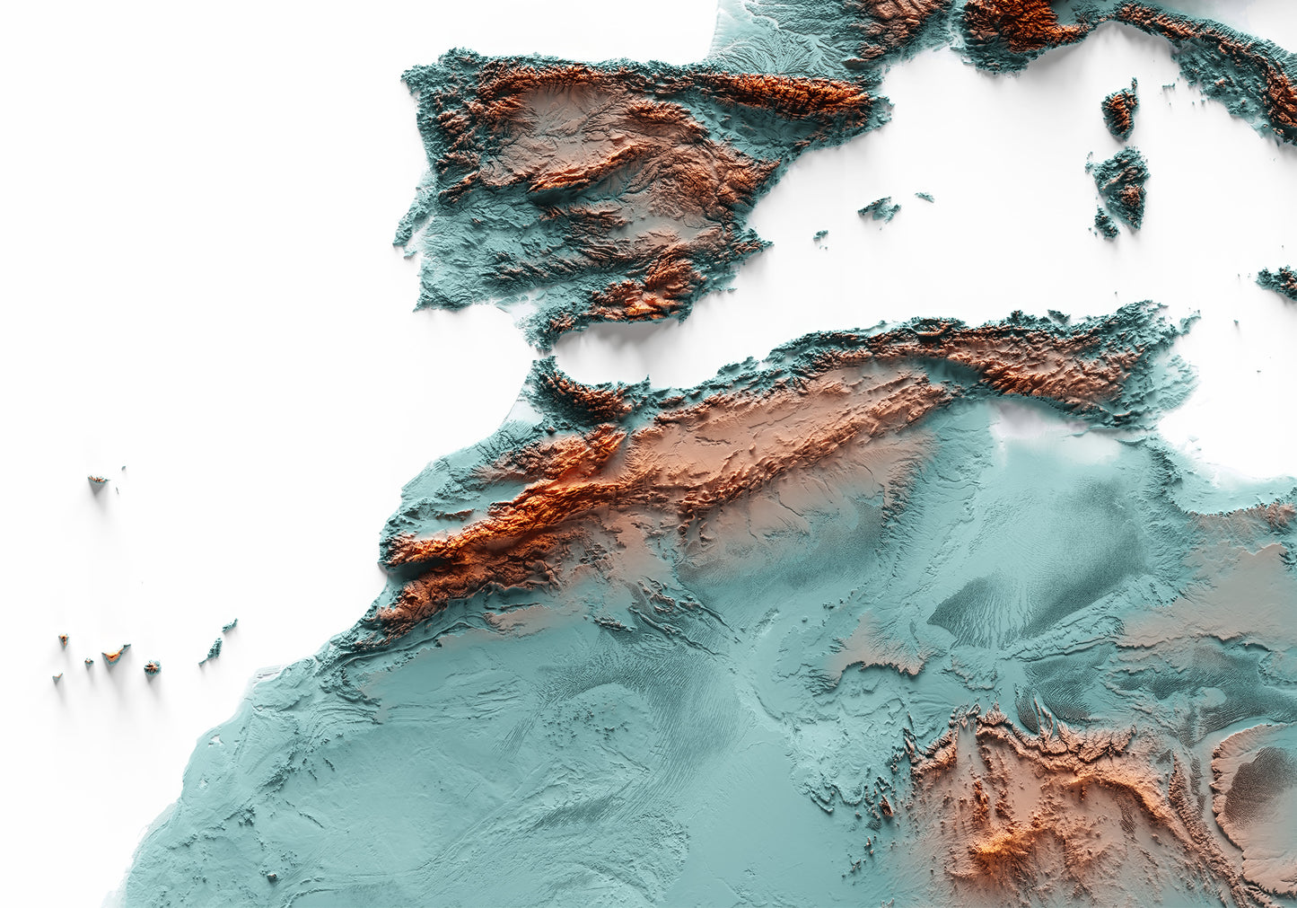 EUROPE. Mapa de relieve con contraste.