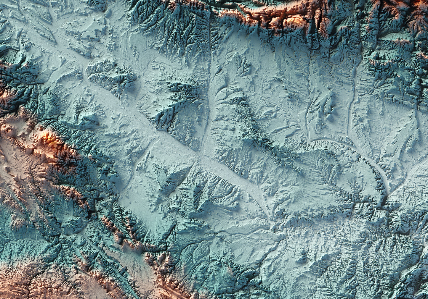 PIRINEOS. Mapa de relieve con contraste.