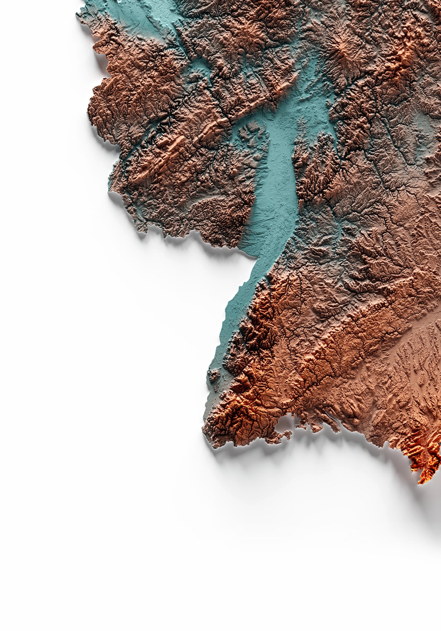 ALEMANIA. Mapa de relieve con contraste.