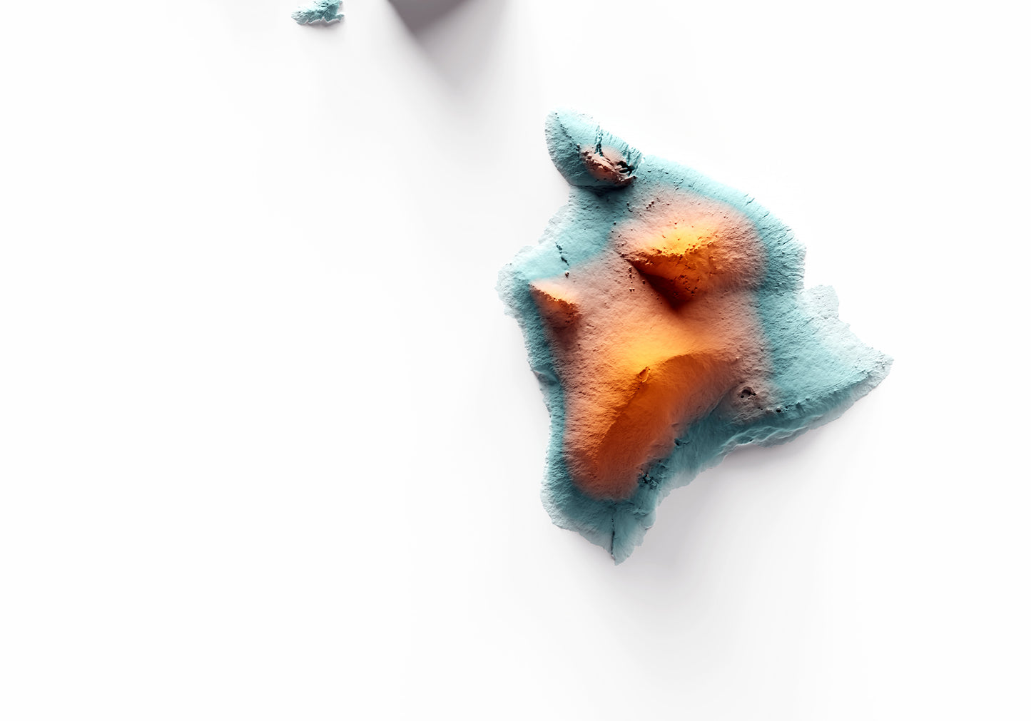 HAWÁI. Mapa de relieve con contraste.