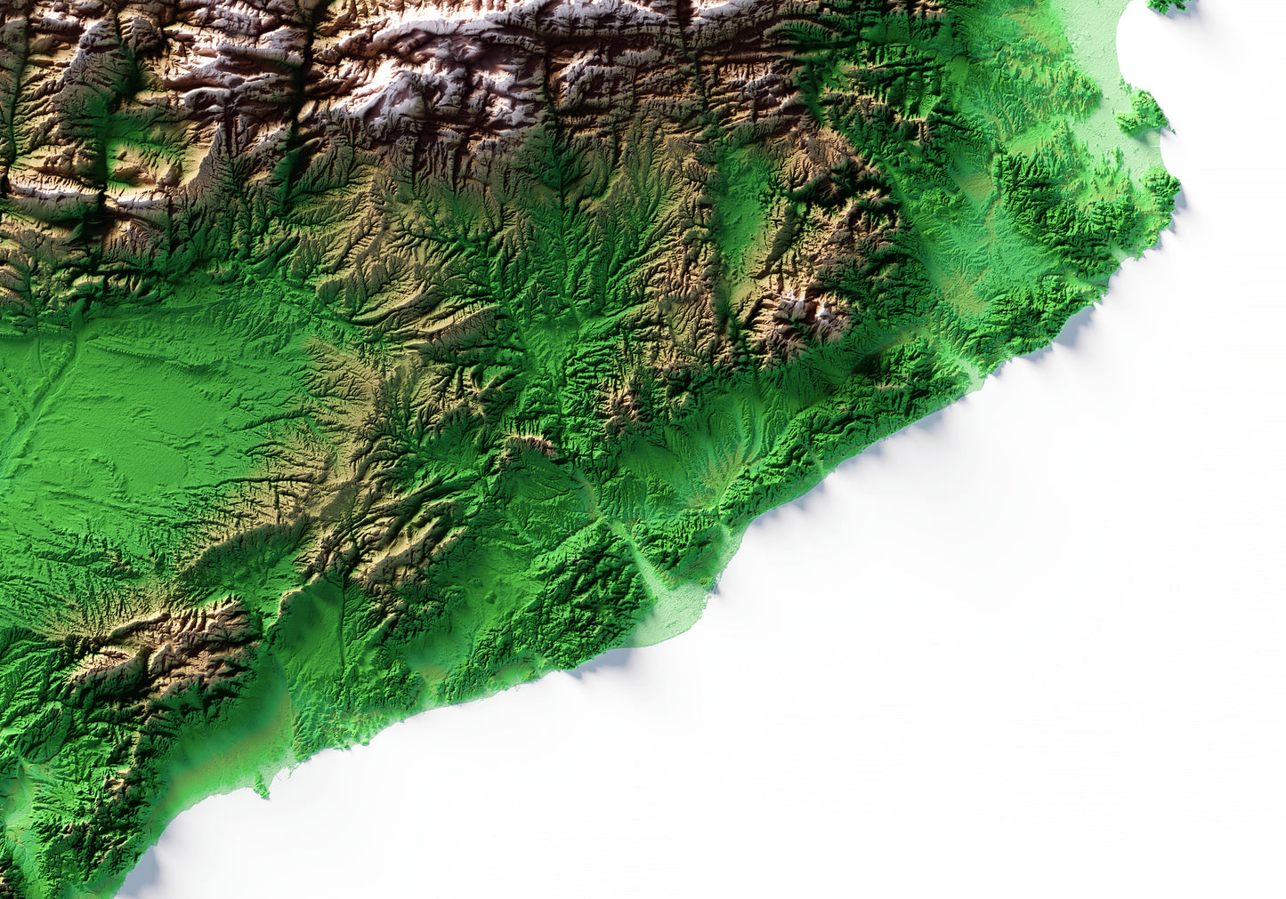 PIRINEOS. Mapa de relieve clásico.